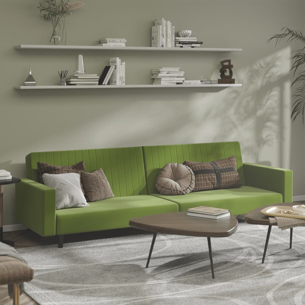 Canapé-lit | Lit simple | Canapé convertible à 2 places vert clair velours CFW49881 - 2