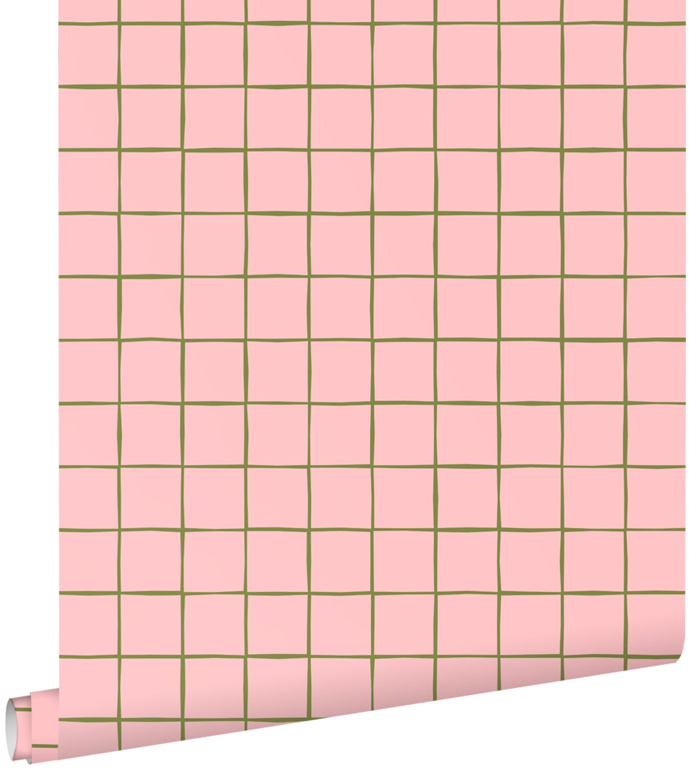 Tapeta motyw kratki jasnego różu - 0.53 x 10.05 m - ESTAHOME