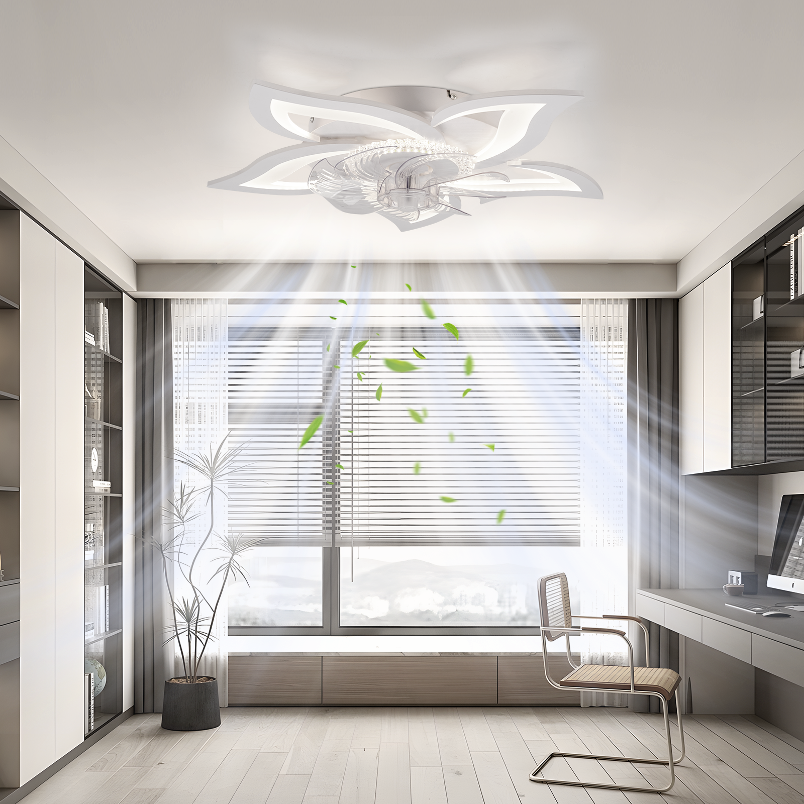 ZMH Wentylator Sufitowy LED 48W z Oświetleniem Bezgłośny Pilot Regulowany 6 Prędkości Timer, do Pokoju sypialnia - 2