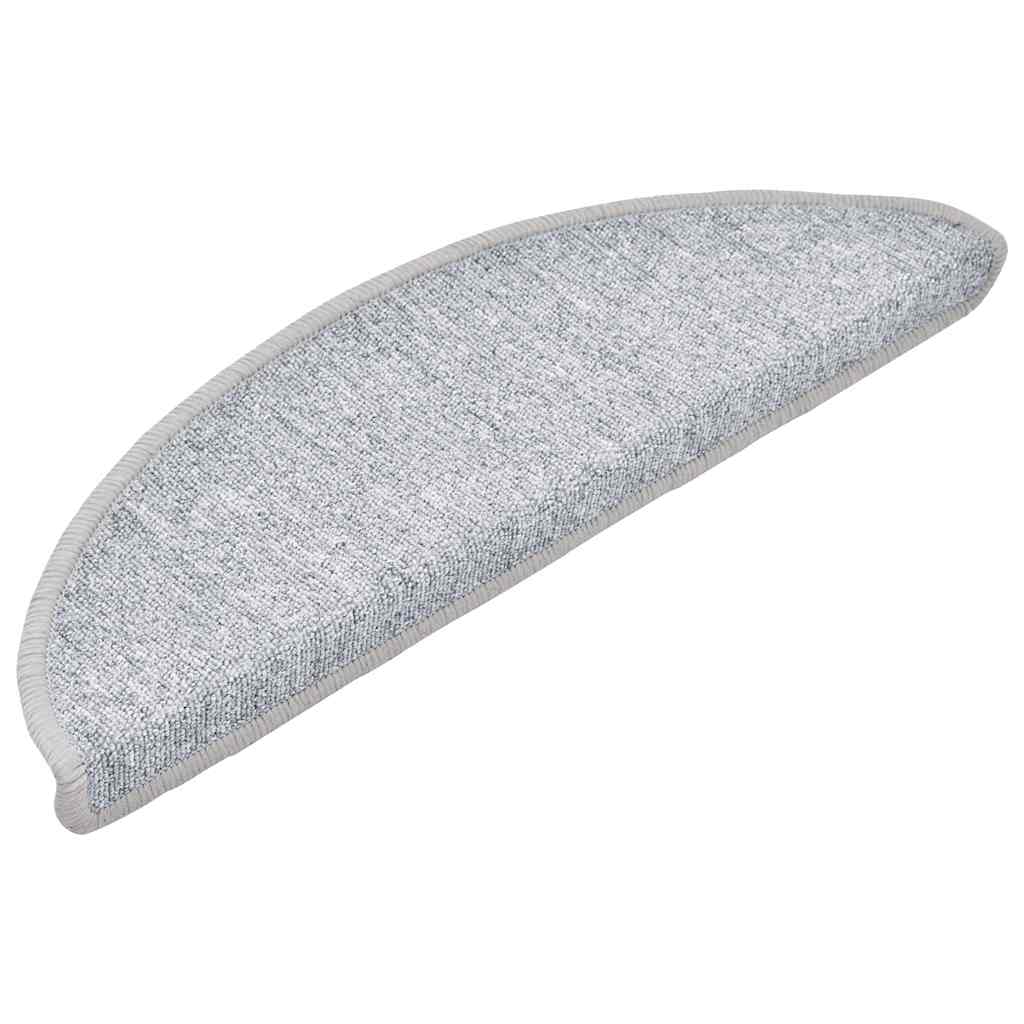 vidaXL Tapis d'escalier 30 pièces 56 x 17 x 3 cm Gris clair Demi-rond - 2