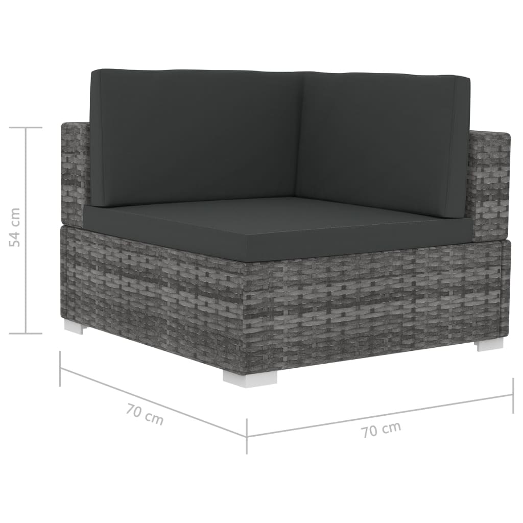 Maison Exclusive - Poltrone Modulari ad Angolo con Cuscini 2 pz Polyrattan Grigio - 5