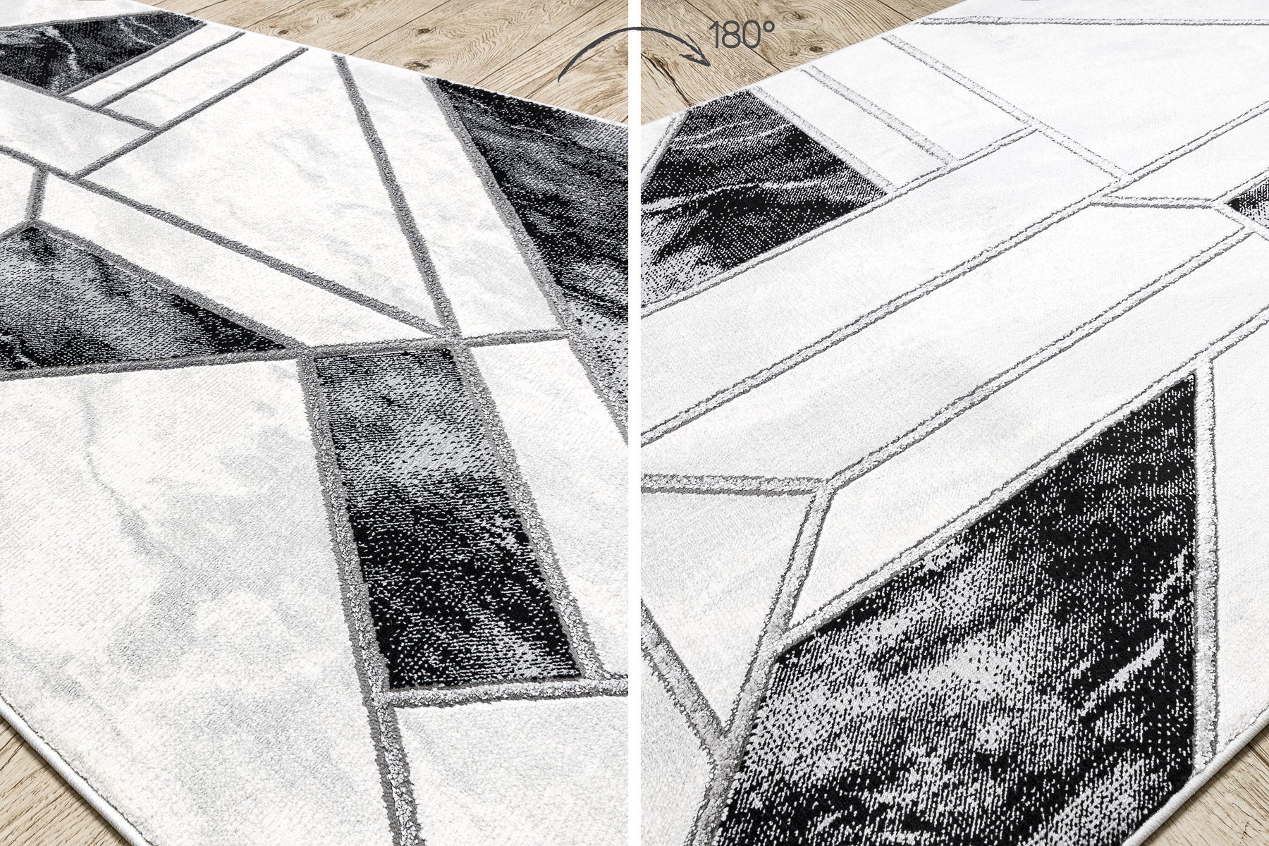 Passatoia EMERALD esclusivo 81953 glamour, elegante géométrique nero / argint 80 cm 80x630 cm - 3