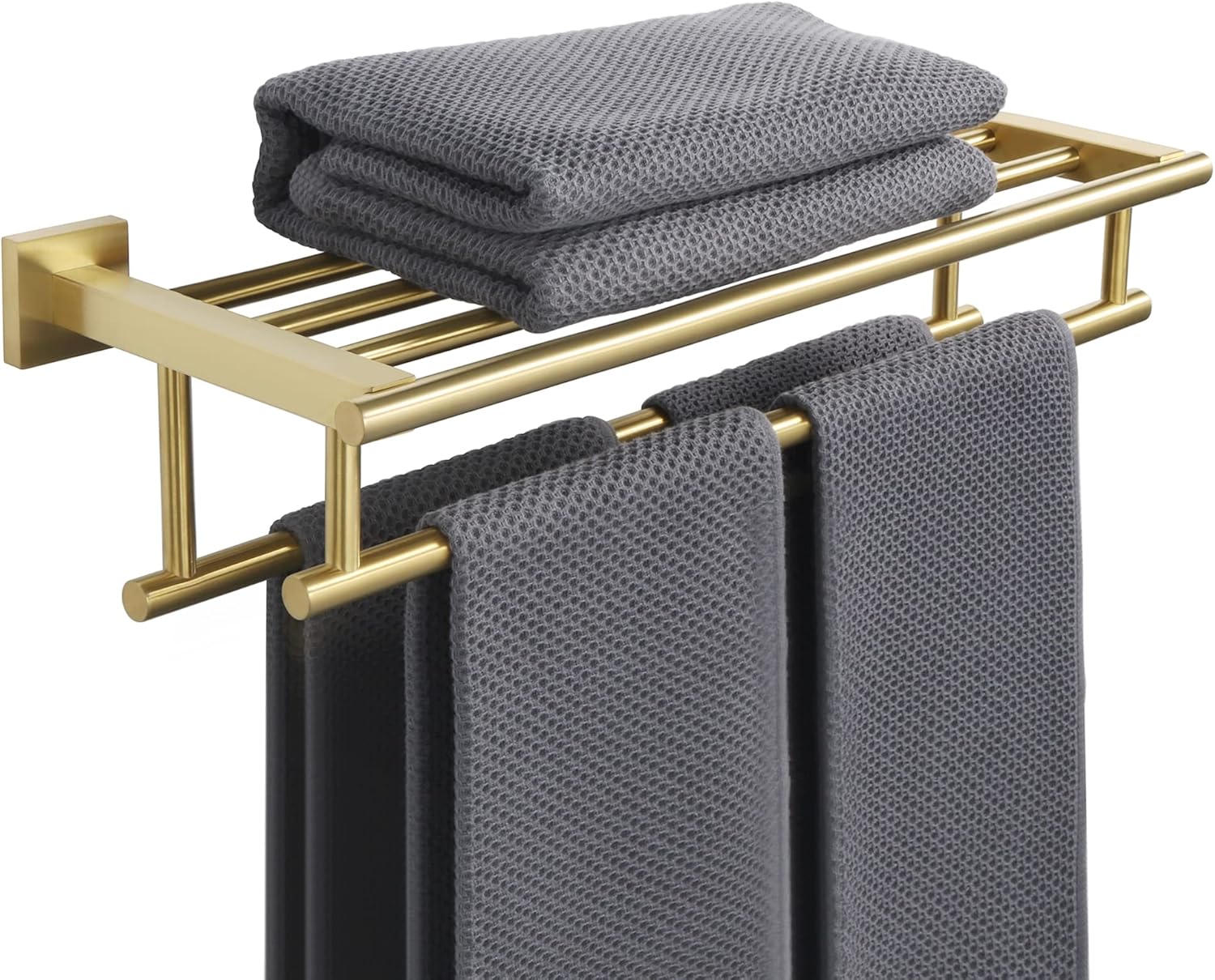 Porte-Serviettes Mural Double Étagère Bois, Acier 77cm | ANCHOR.STUDIO Porte-Serviettes Mural Double Étagère Bois, Acier 77cm | ANCHOR.STUDIO