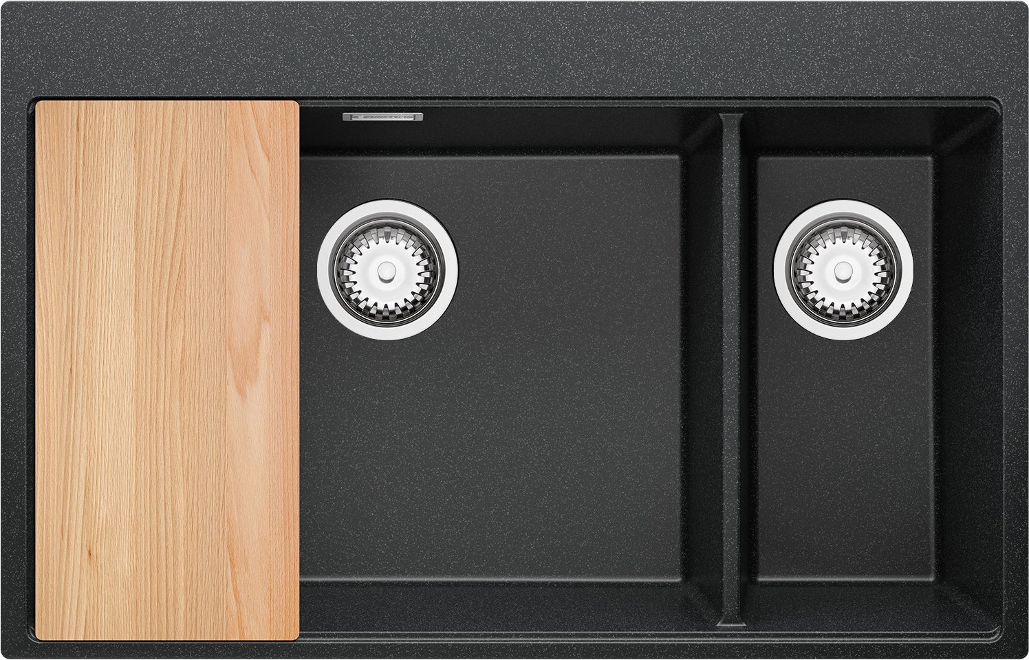 Zlewozmywak Grafitowy 78x50cm, Zlew Kuchenny 2 Komorowy + Syfon + Deska, Nablatowy do szafki od 80cm - Oslo Duo PRIMAGRAN