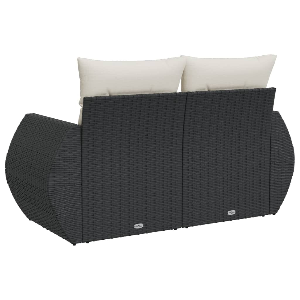 Salon bas de jardin en polyrattan Noir 2 personnes - 6