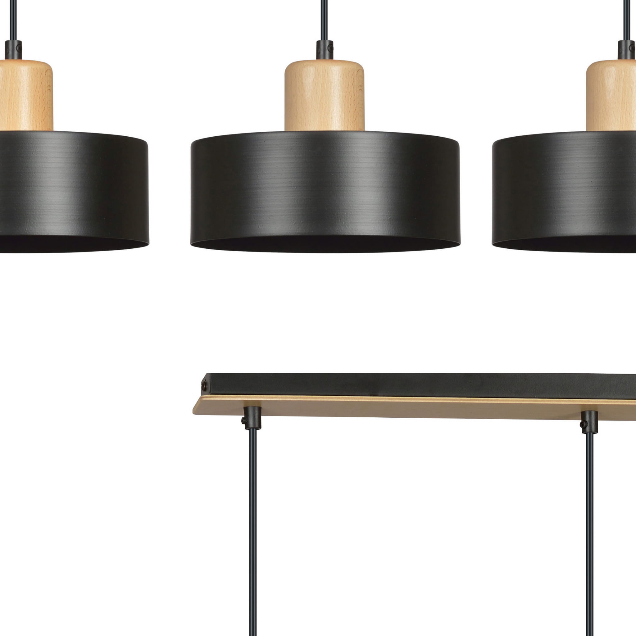 Lampa wisząca Torin czarna-jasne drewno 3xE27x15W wym: 100 x 80 x 25 cm metal Emibig - 2