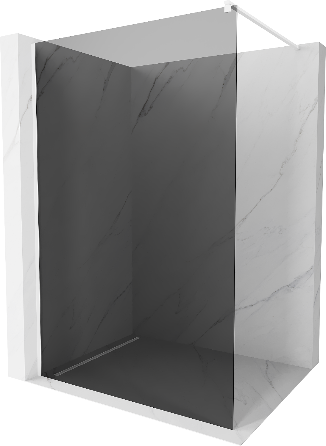 Mexen Kioto ścianka prysznicowa Walk-in 70 x 200 cm, grafit 8 mm, biała - 800-070-101-20-40