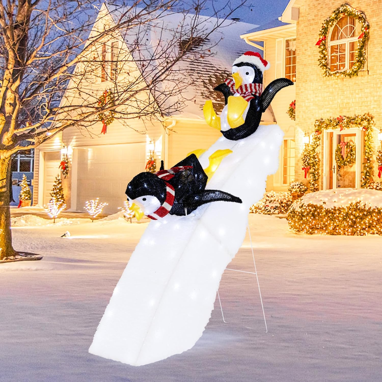 Décoration De Noël Pingouin À Led Tissu De Luxe 60 Cm Vidaxl à Prix