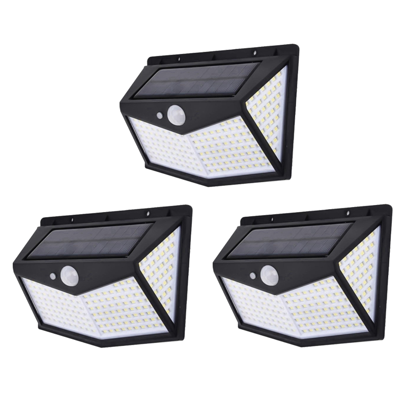 3 lampy solarne 212LED z czujnikiem ruchu, 3 tryby.