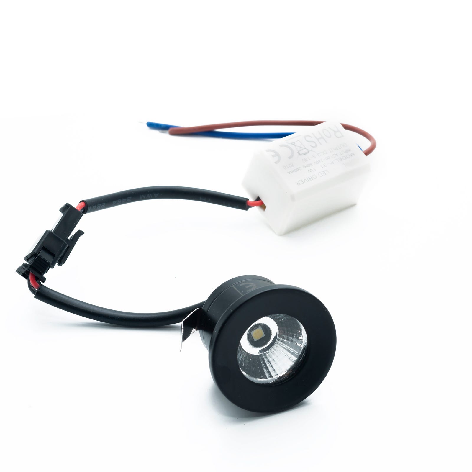 Mini spot LED noir 1W encastré rond 28mm éclairage escalier marches ...