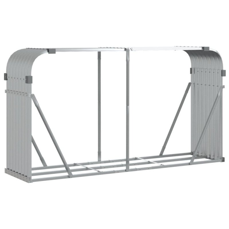 Portaceppi In Acciaio Zincato VidaXL 80x45x190 Cm - Rack Per Legna Da Camino Da Esterno/Interno