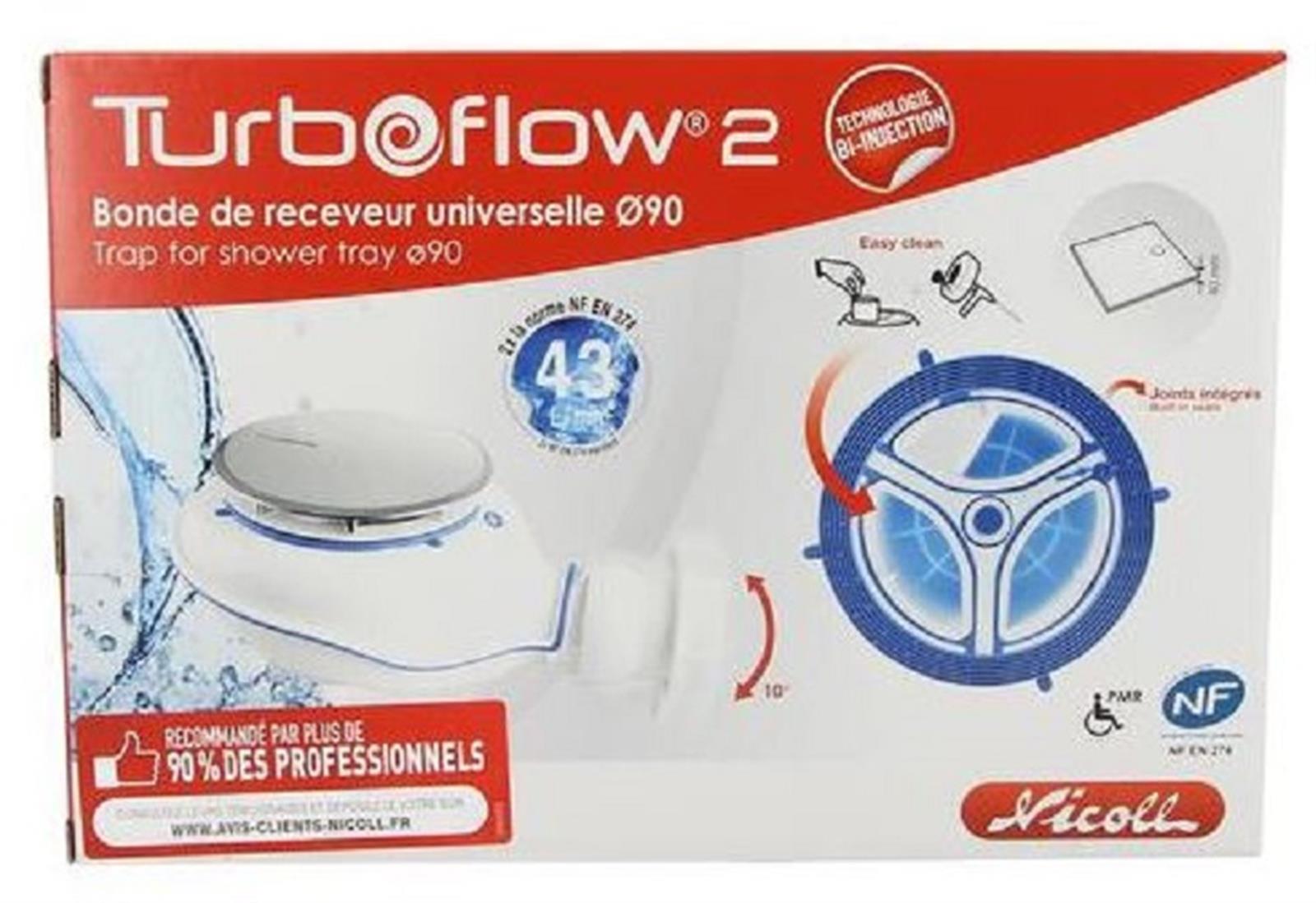 NICOLL Bonde douche Turboflow II capot ABS Ø90mm - 5