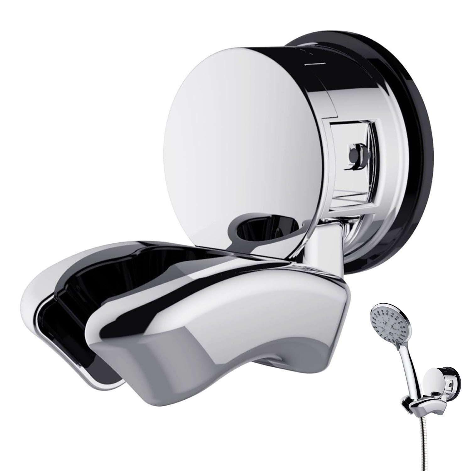 Support Pommeau De Douche - Support De Douche à Ventouse En Inox Sans Percage Mural Support Pommeau Douchette Réglable Pour Salle De Bain Ventouse Support Douchette 4 Angle Réglable Nickel