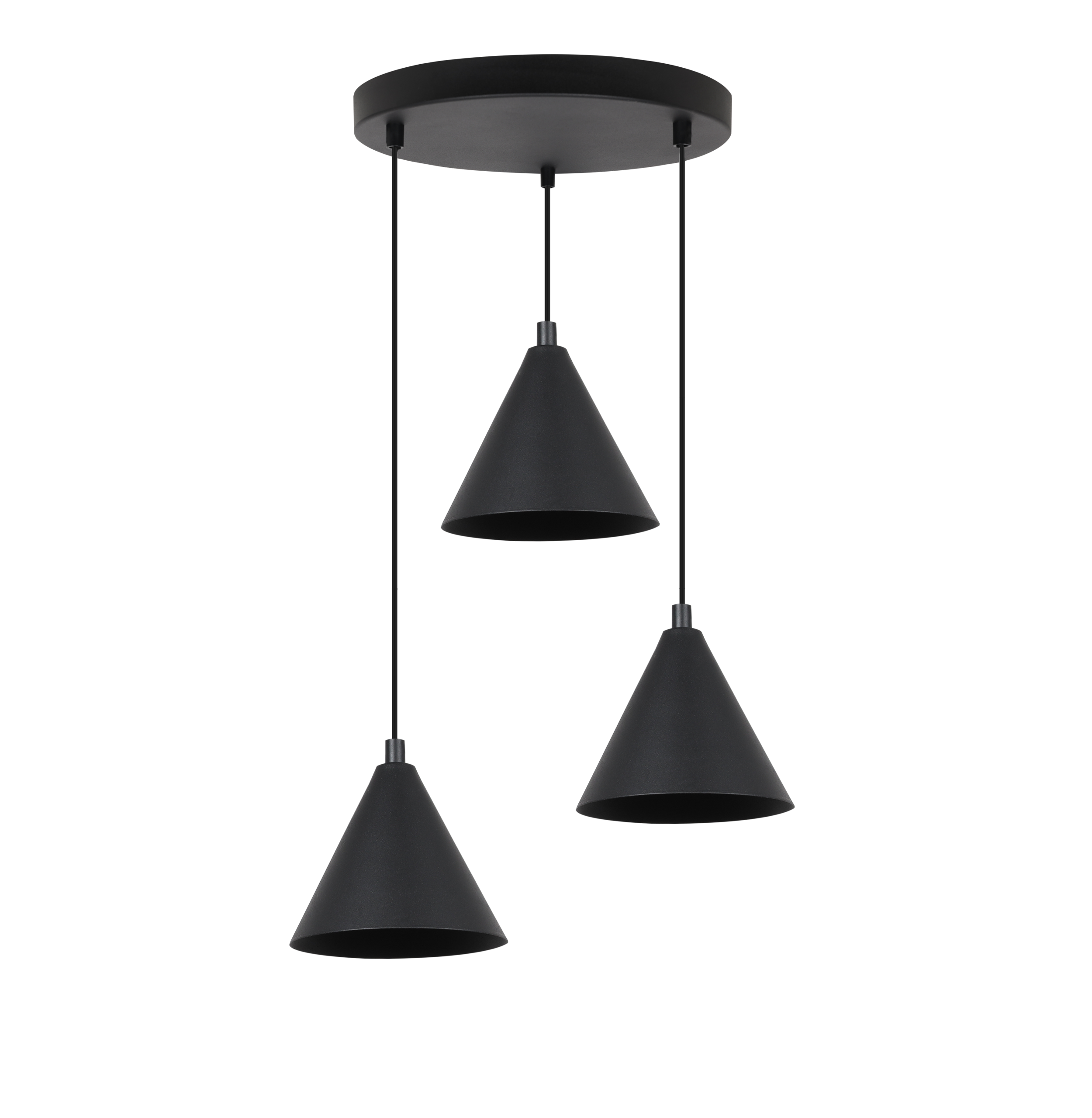 Lampa sufitowa wisząca Soho modern 3xE14 klosz stożek 14cm czarna Light Home LH