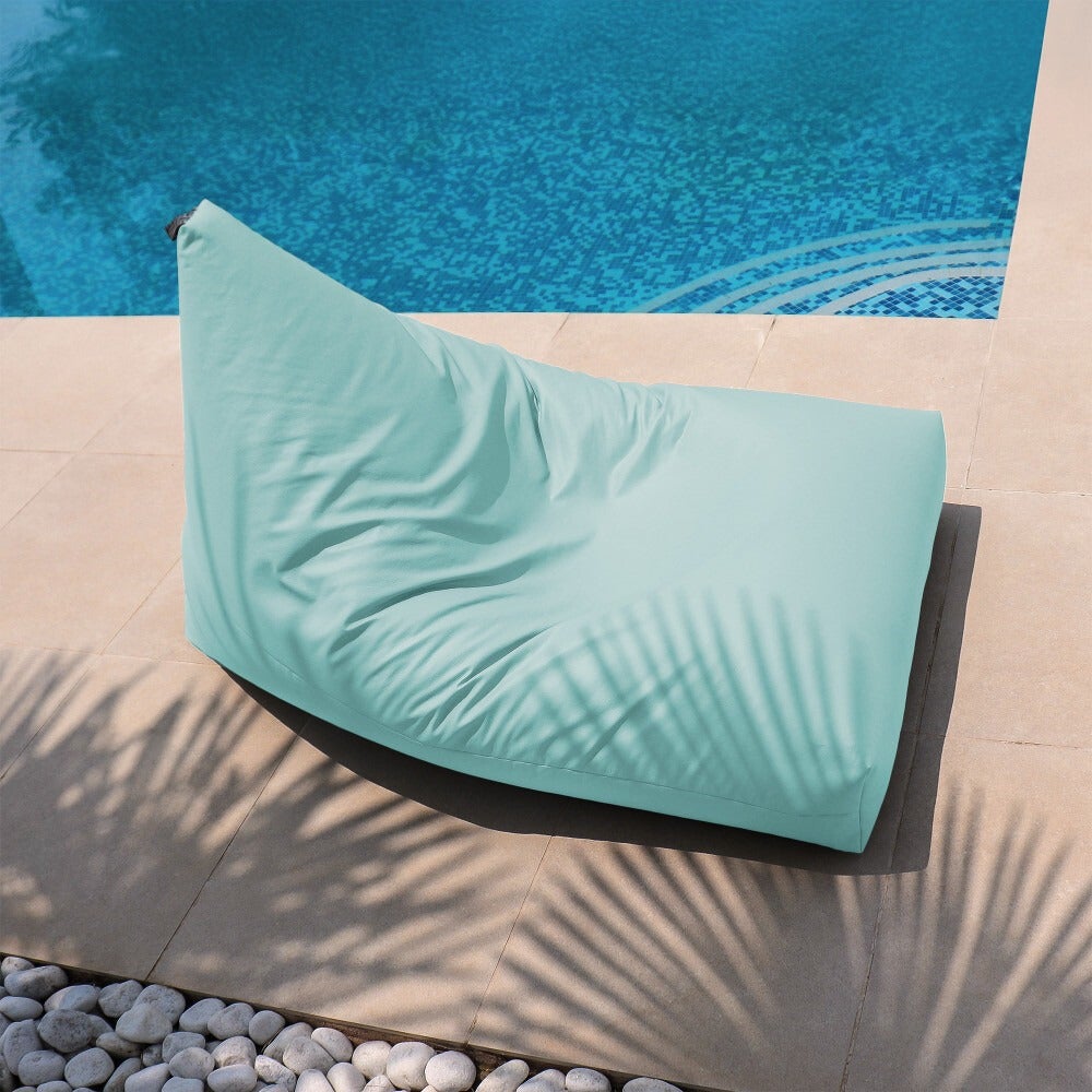 Pouf Pyramide Similicuir Outdoor Bleu Ciel Happers XL - 3