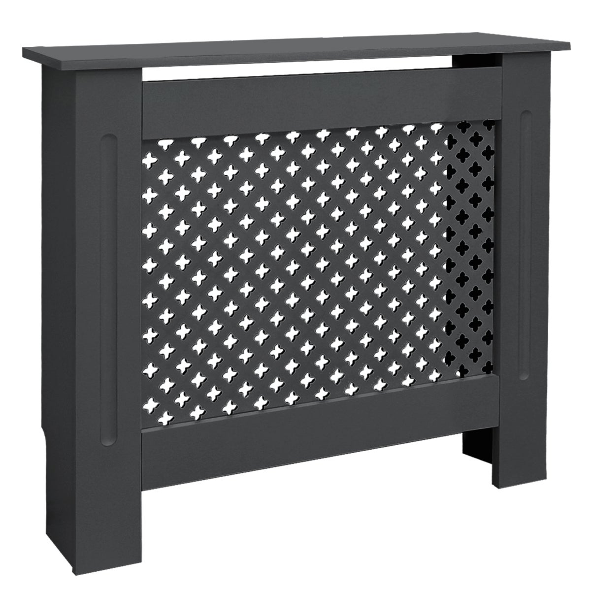 ECD Germany osłona na grzejnik 78x19x82 cm MDF lakierowany antracyt wzorem plastra miodu dekoracja do salonu i sypialni elegancka osłona grzewcza