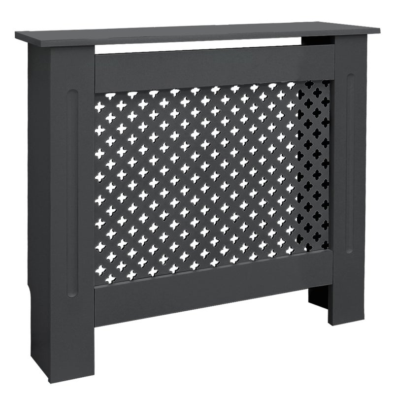 ECD Germany osłona na grzejnik 78x19x82 cm MDF lakierowany antracyt wzorem plastra miodu dekoracja do salonu i sypialni elegancka osłona grzewcza