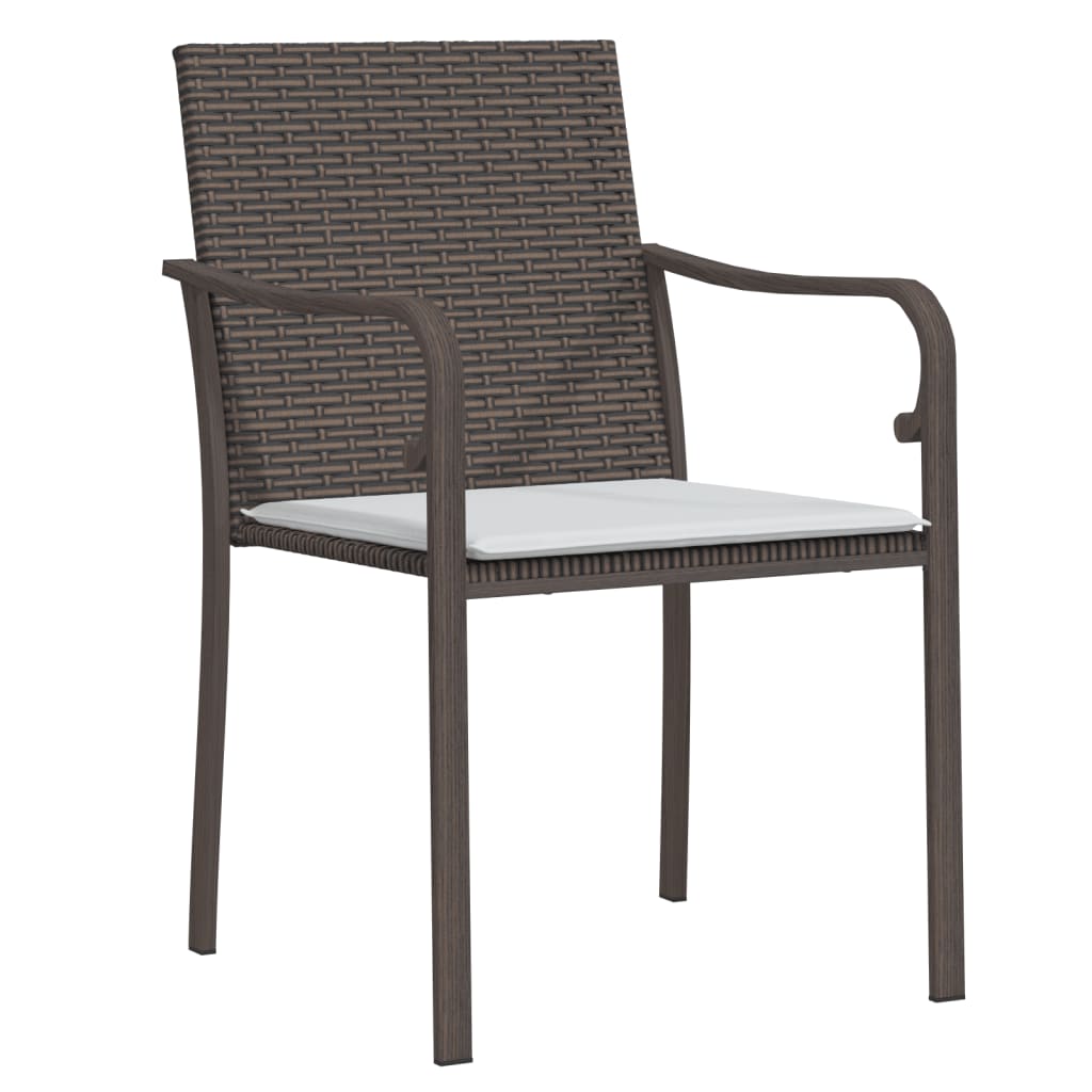 The Living Store - Chaises de jardin et coussins lot de 6 marron 56x59x84 cm rotin - 3