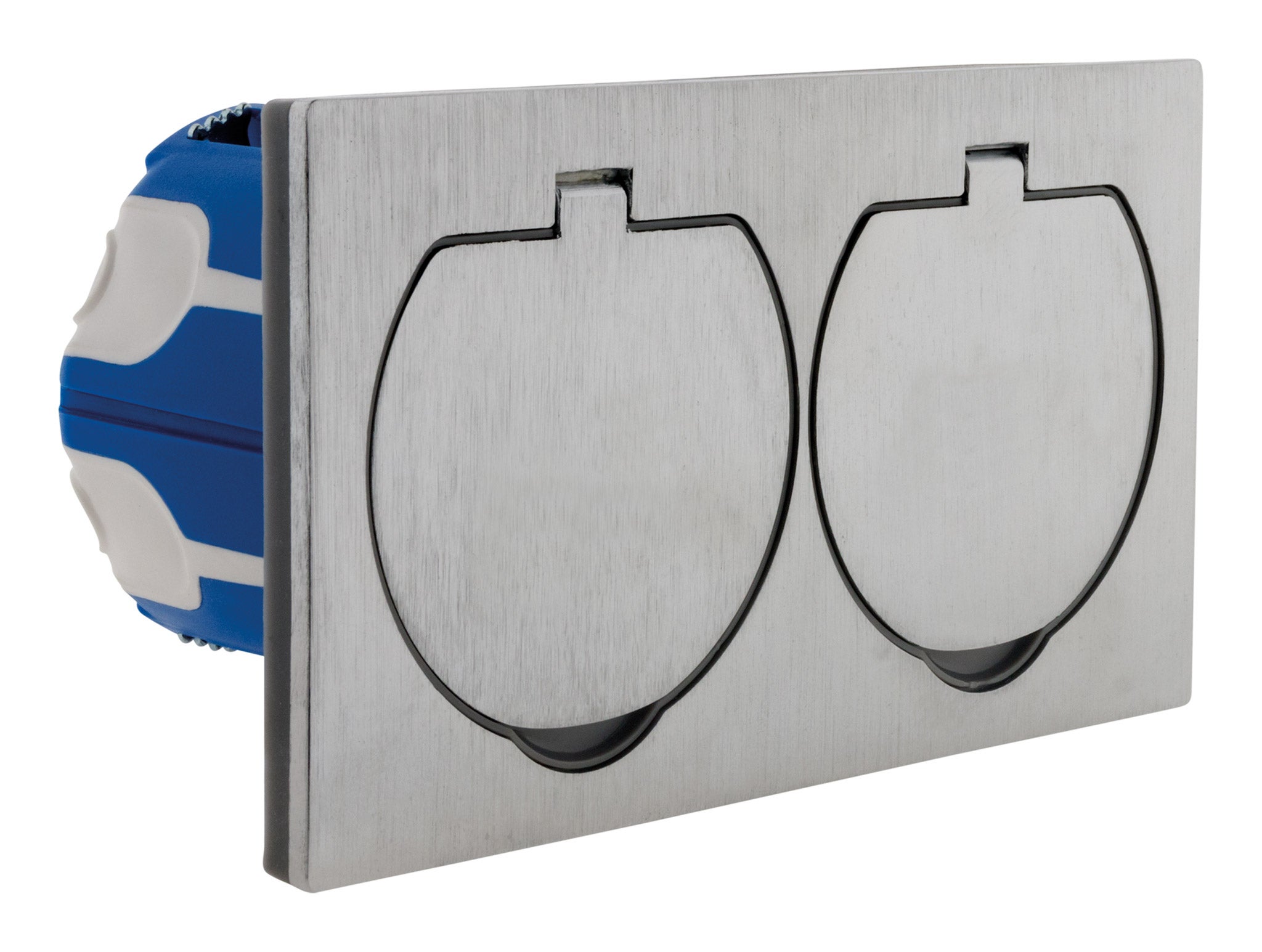Zenitech - Presa da pavimento 16A 2P+T - finitura alluminio spazzolato - IP55 - doppia - 5