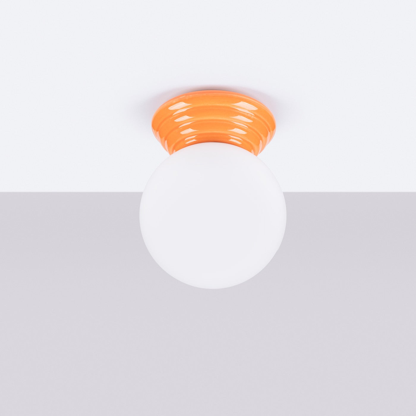 Lampa sufitowa ceramiczna szkliwiona ZORI pomarańczowo-biała 1xG9x8W ceramika / gips wym:12x12x16cm IP44 Sollux Lighting - 3