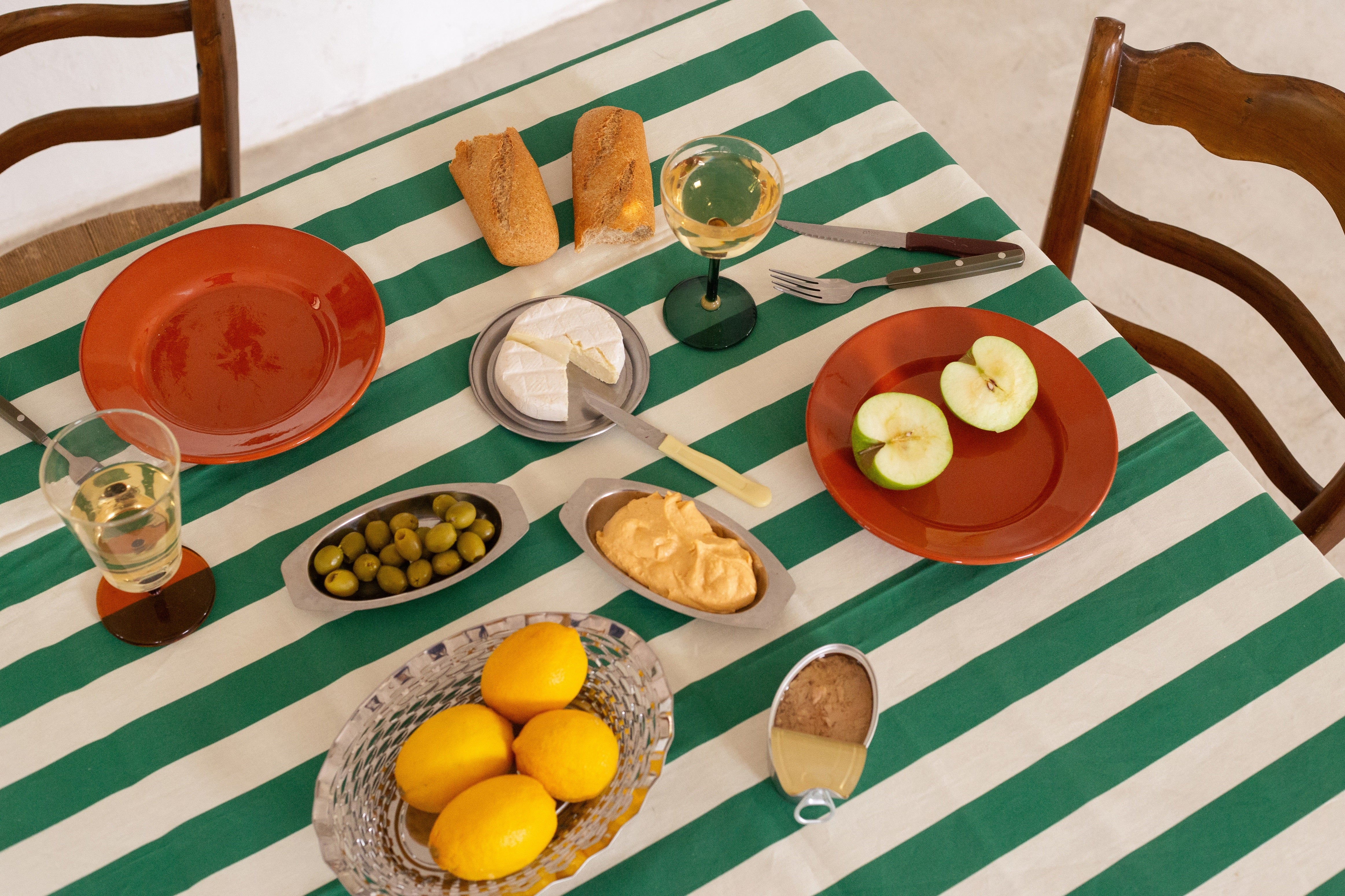 Tovaglia verde e bianca a righe MARSHALL - 5