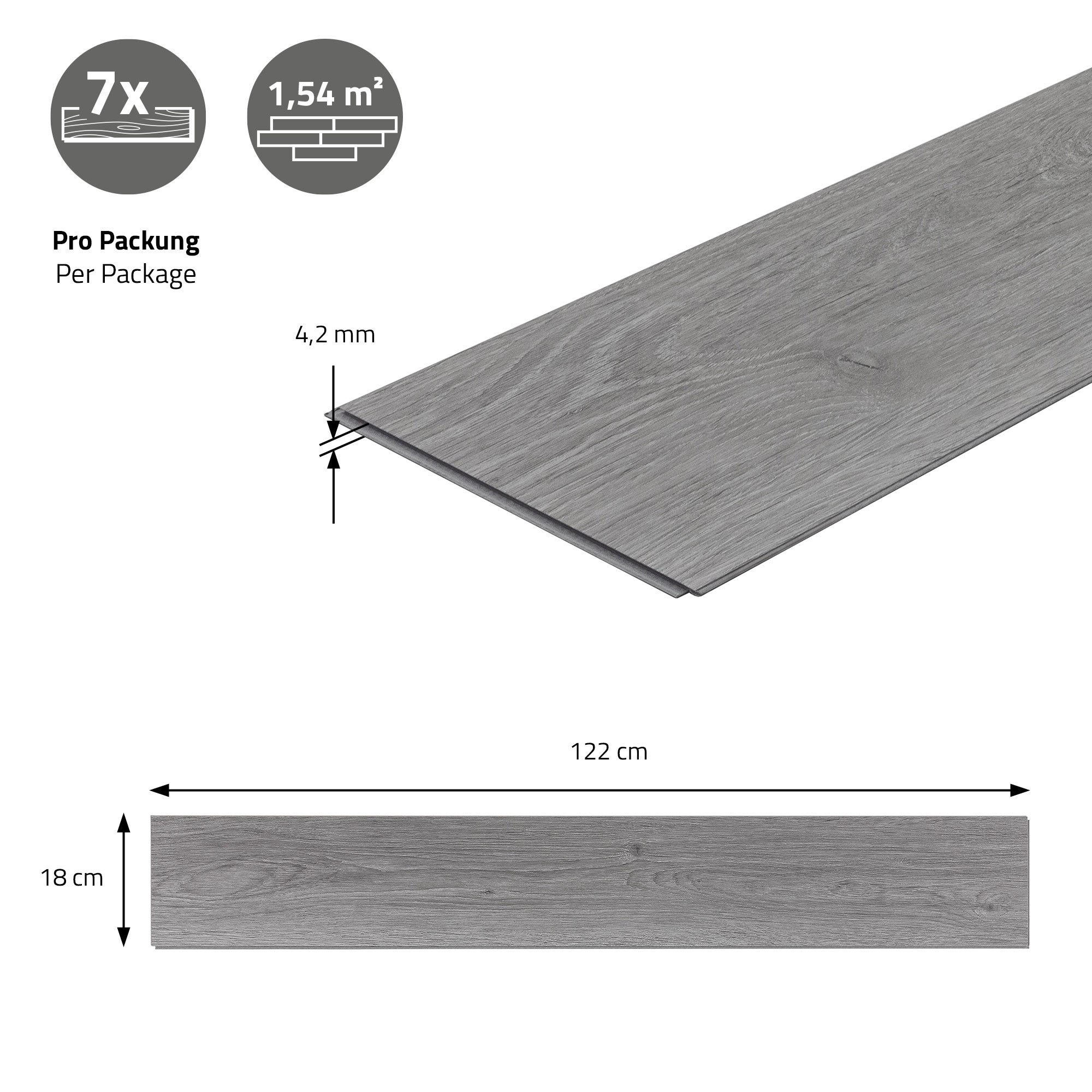 Revêtement de sol clipsable en vinyle 122cmx18cmx4,2mm 6,16m²/28 planches gris chêne windswell hickory imitation parquet pvc étanche classe charge 34 - 3