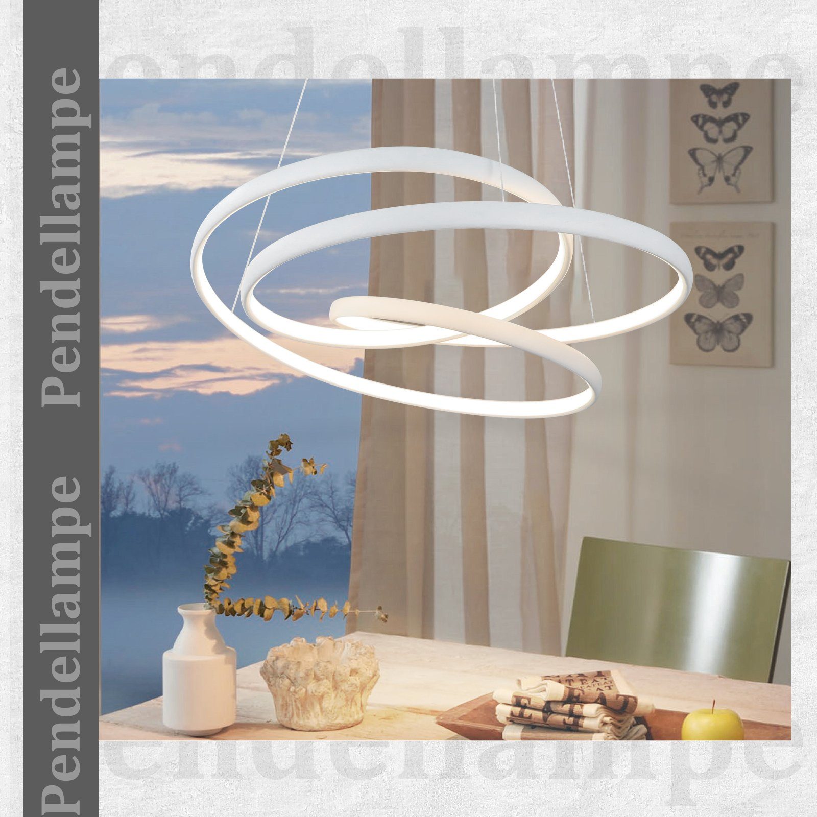 ZMH Lampada a sospensione a LED per tavolo da pranzo - Lampada a sospensione dimmerabile da 150 cm, 55 W, lampada da tavolo da pranzo per soggiorno - 3