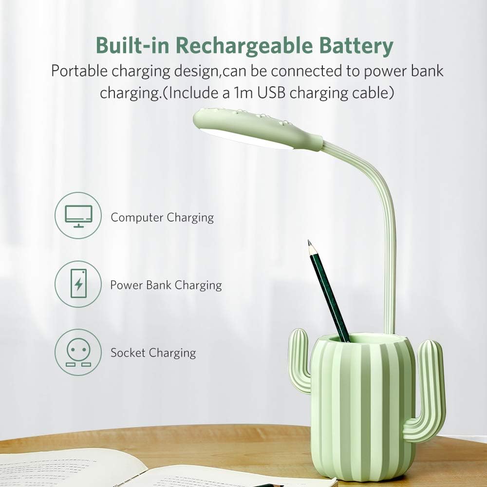 Lampe De Bureau Pour Enfants GBKDQQ - Lampe De Lecture Tactile Avec Porte-Stylo, 3 Couleurs, Intensité Variable, Col De Cygne Flexible Pour Chambre Et Bureau