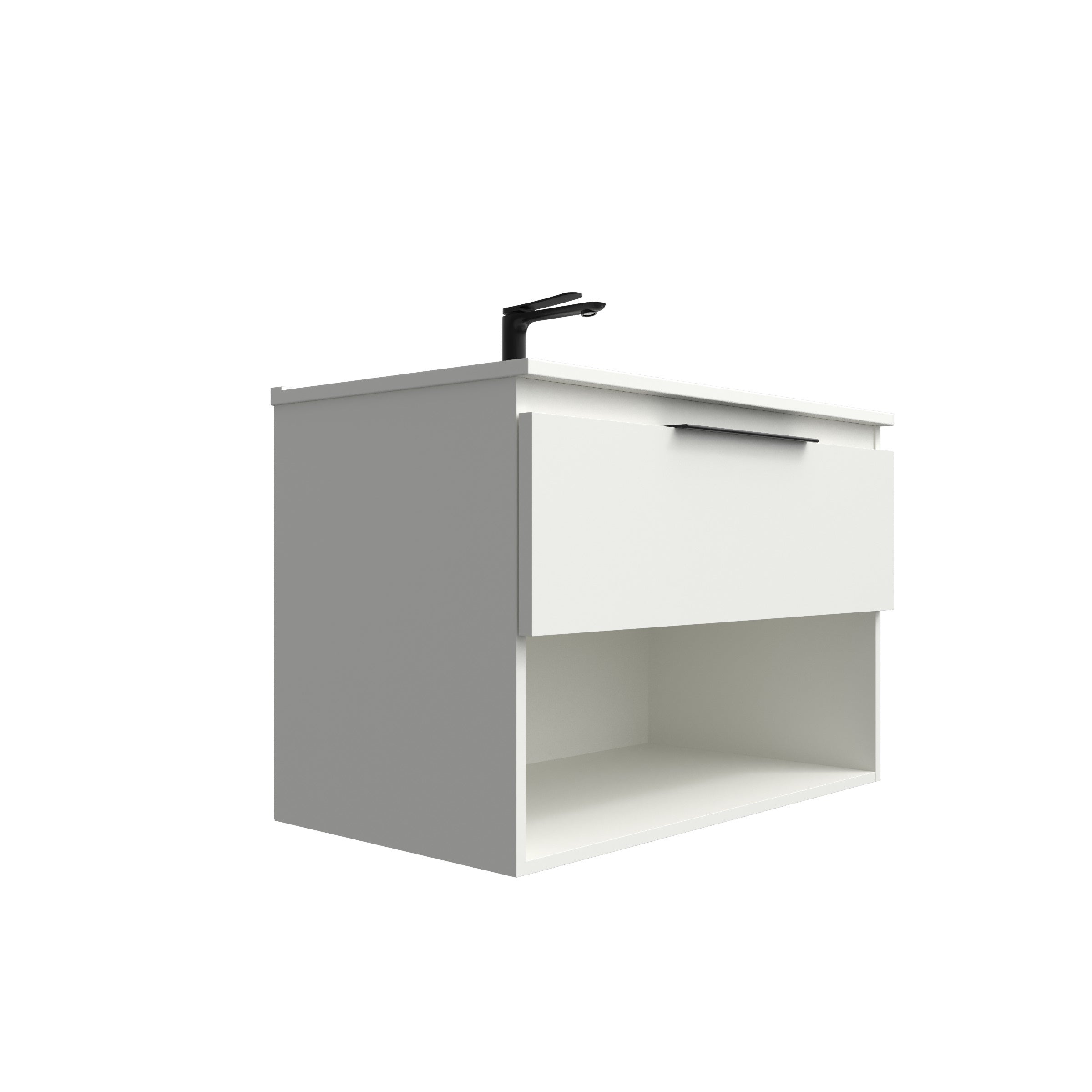 Ensemble de meubles et plan de travail Roma, 60 cm, finition blanche avec poignée directionnelle. - 2