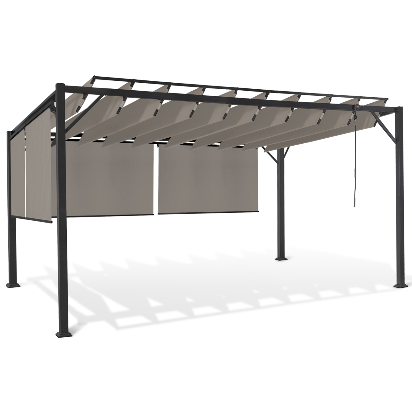 Pergola édition luxe lames orientables 3x4 M et 4 stores taupe - 2