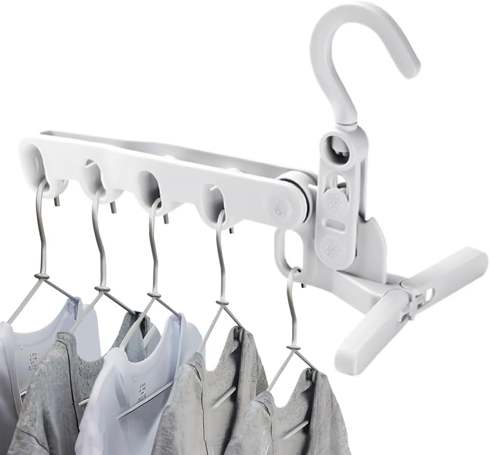 Zestaw 1 składanych i przenośnych wieszaków podróżnych do szuflad łazienkowych, kompaktowych i praktycznych w kolorze szarym