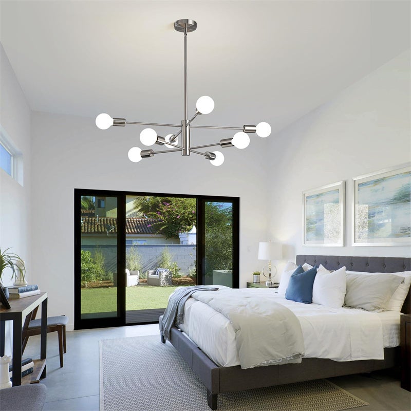 Nowoczesny żyrandol Sputnik,lampa sufitowa z połowy XX wieku z 8 źródłami światła i regulacją wysokości,do sypialni, salonu,żarówka nie jest dołączona - 6