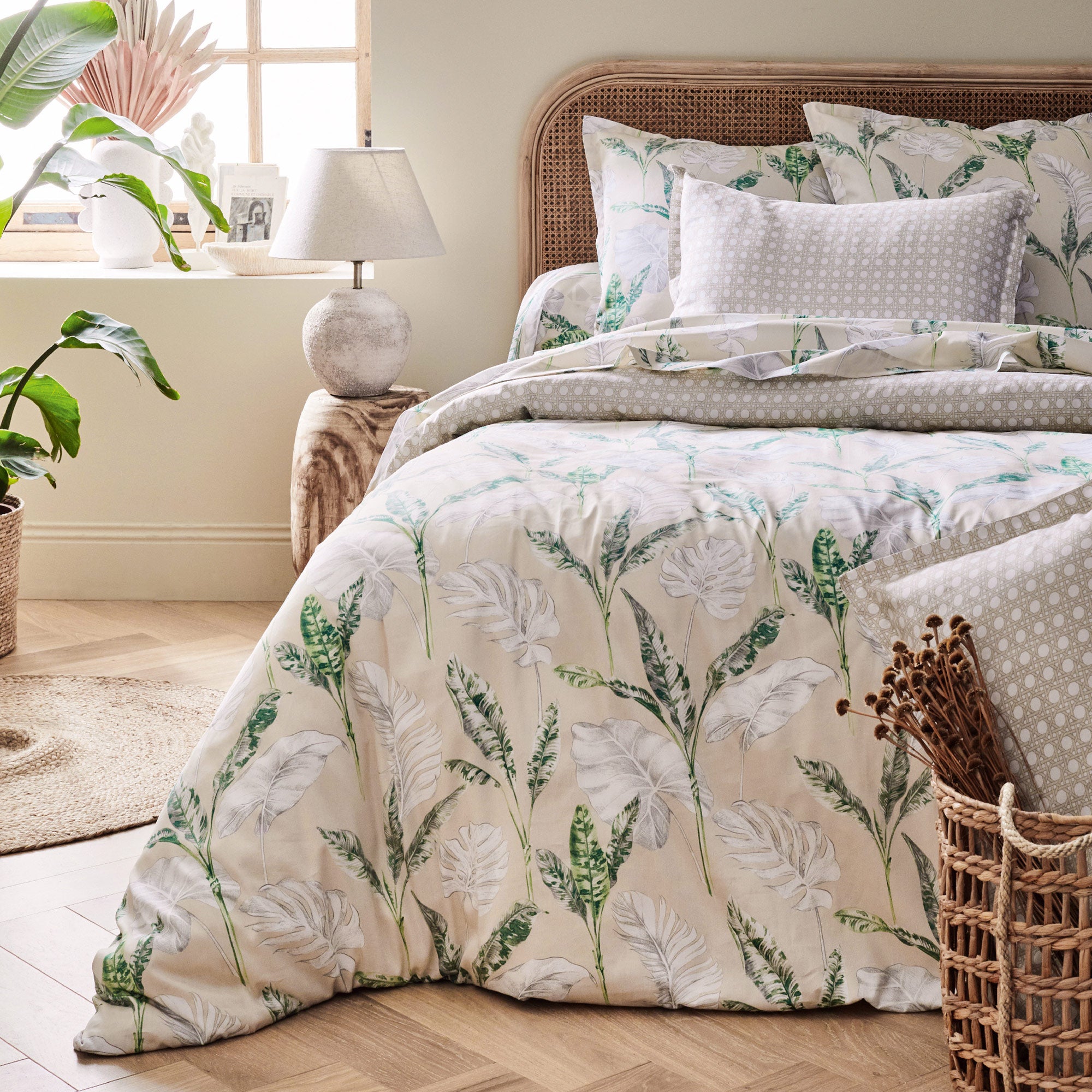 Drap plat 180x290 cm satin de coton VOYAGE beige Lin - 2