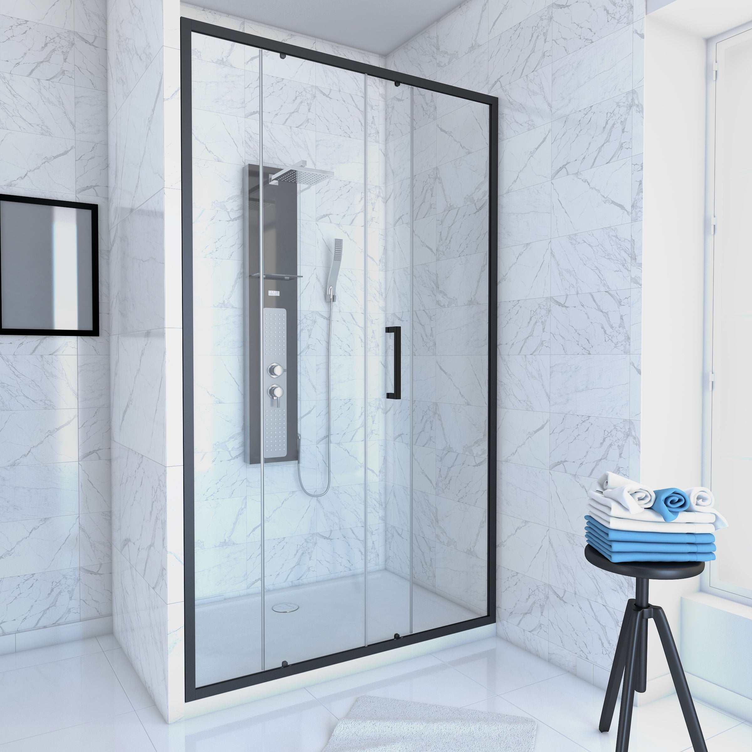 Pack mampara + plato ducha - 120x90 corredera - crush moon 120x90