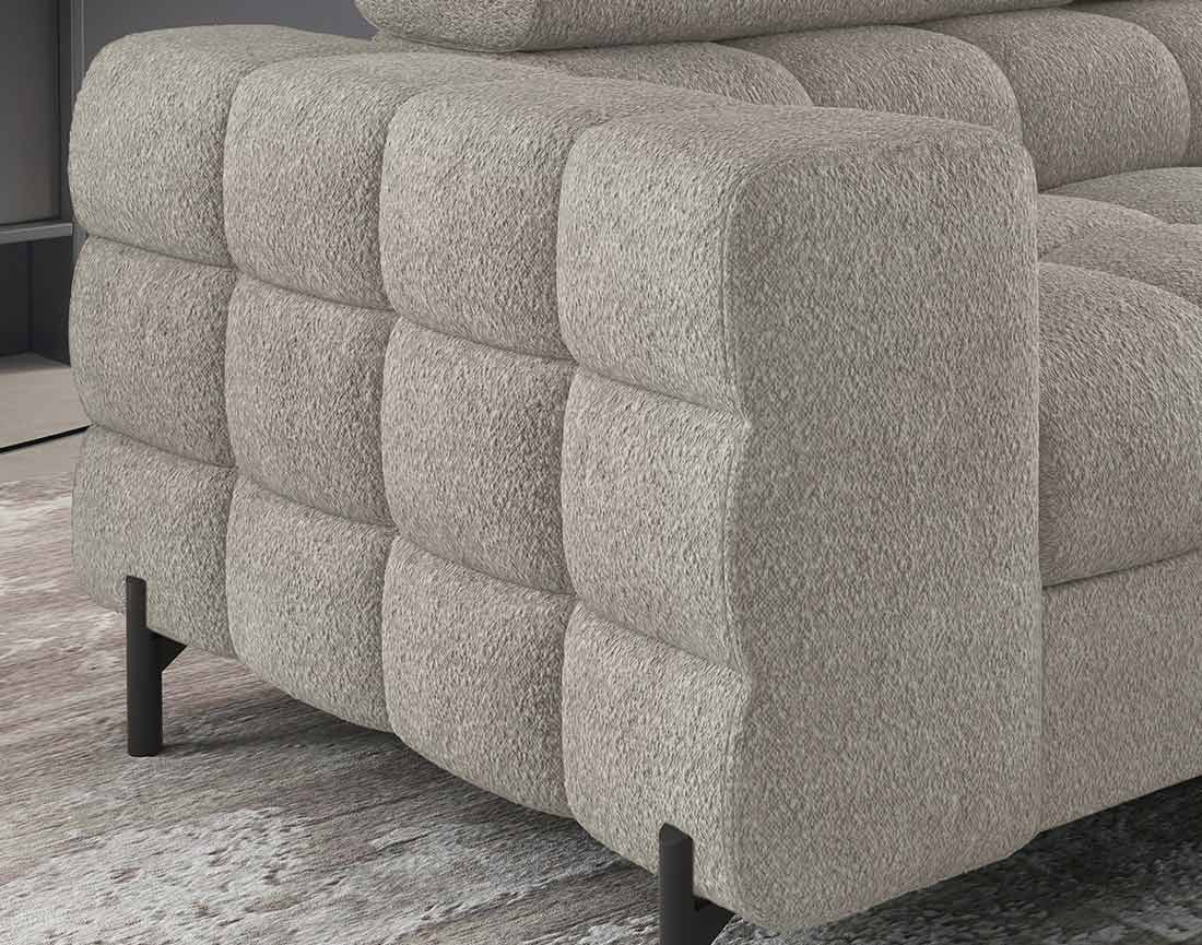 Canapé d'angle droit convertible 5 places en tissu bouclette taupe - ELISA - Best Mobilier - 7