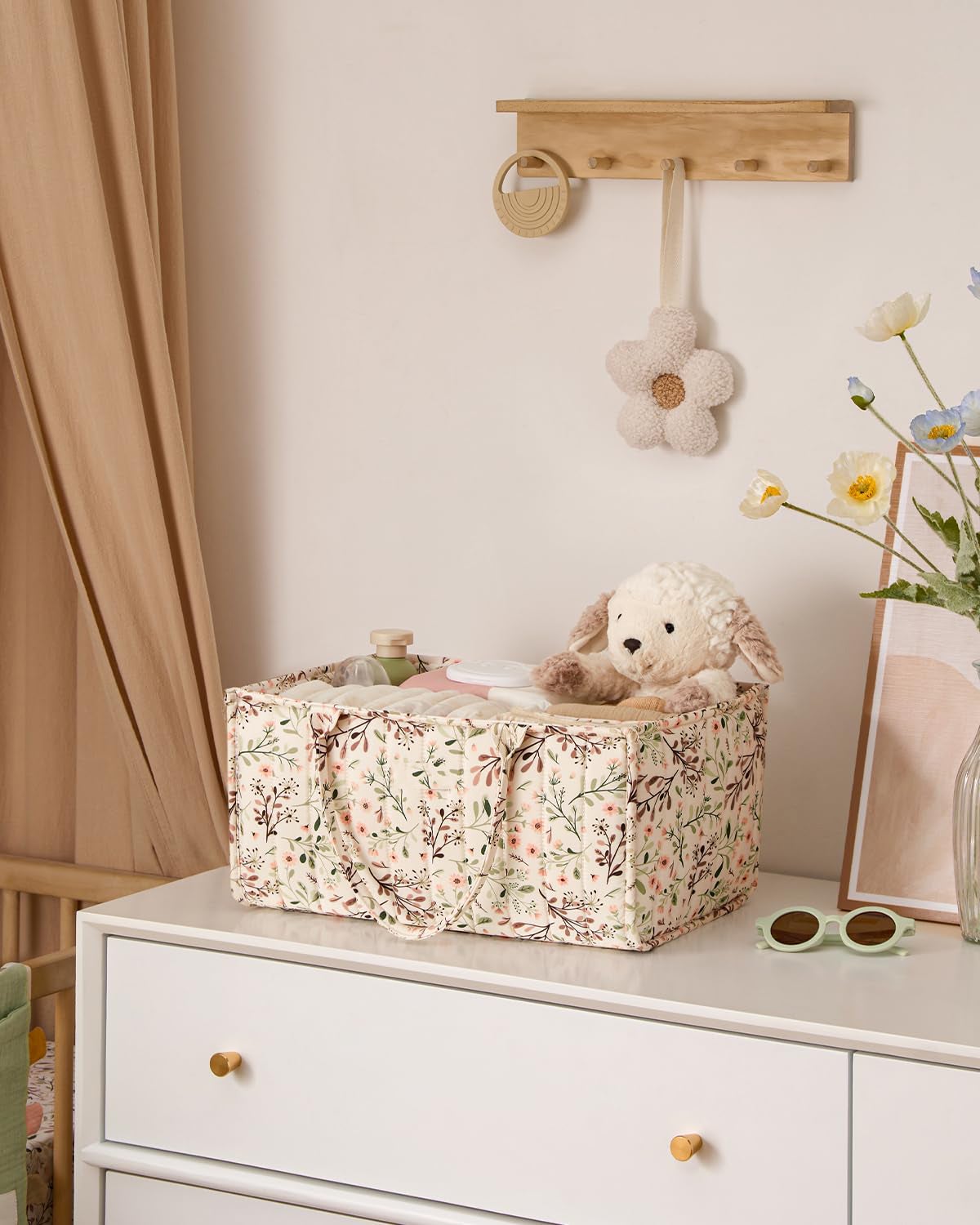 NICOLA Organisateur de caddie à couches,panier de rangement de pépinière élégant,sac de rangement de couches,marguerite pastorale - 6
