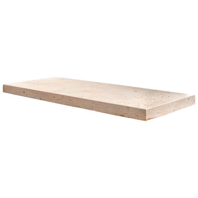Margelle piscine en travertin Beige Mix - Bord Droit - 25 x 61 x 3 cm - pièce - C-NEGOCE