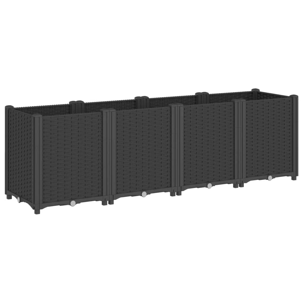 Fioriera Modulare Da Giardino VidaXL 160x40x53 Cm In PP Nero – 4 Vasi Combinabili Per Piante Rampicanti