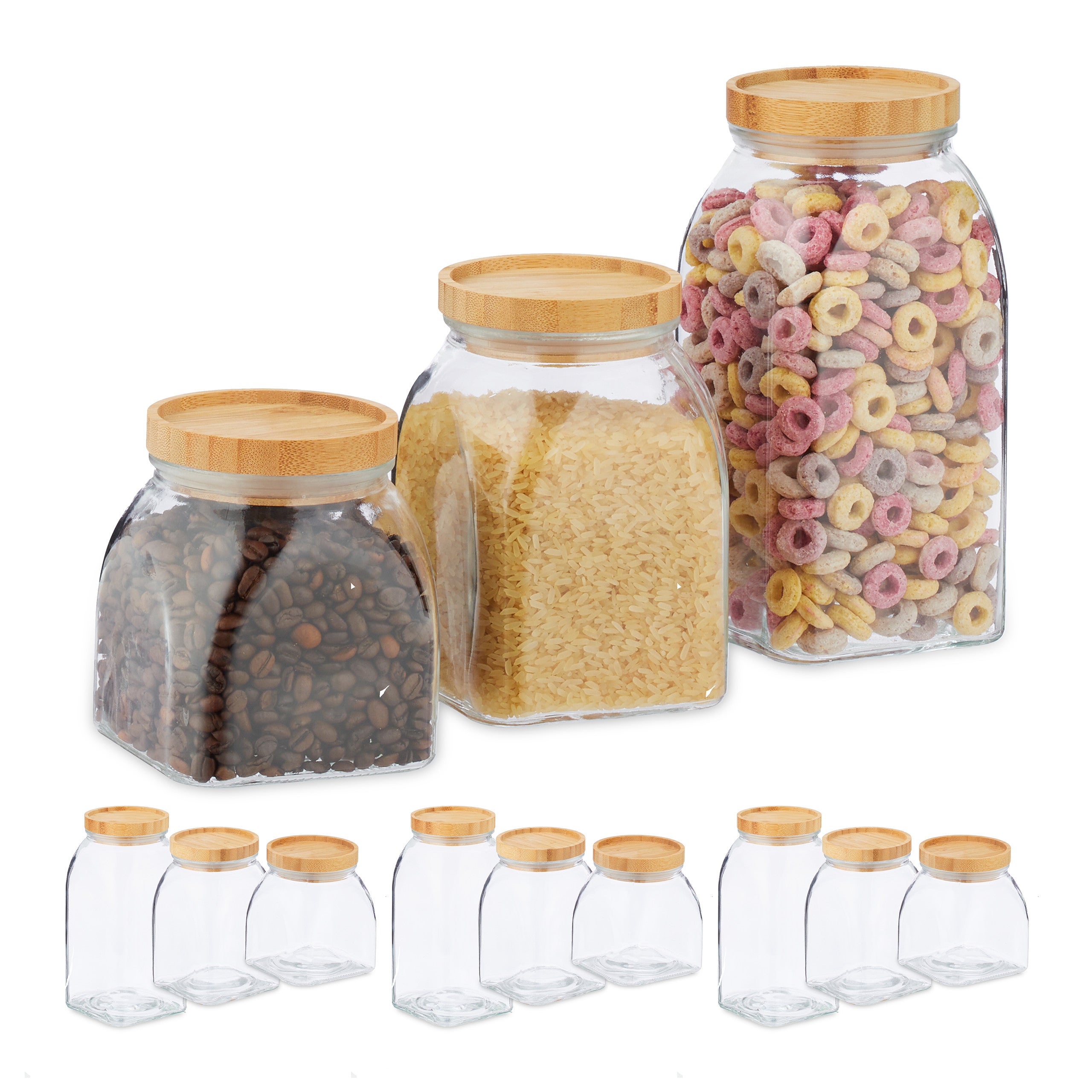 Confezione da 4 barattoli in vetro per caramelle con coperchi