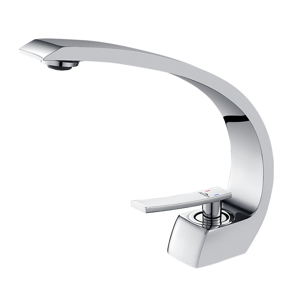 2PCS Auralum max Robinet de Lavabo pour Salle de Bain au Design Moderne Mitigeur de lavabo à poignée unique avec aérateur amovible Chromé,EU Modèle - 4