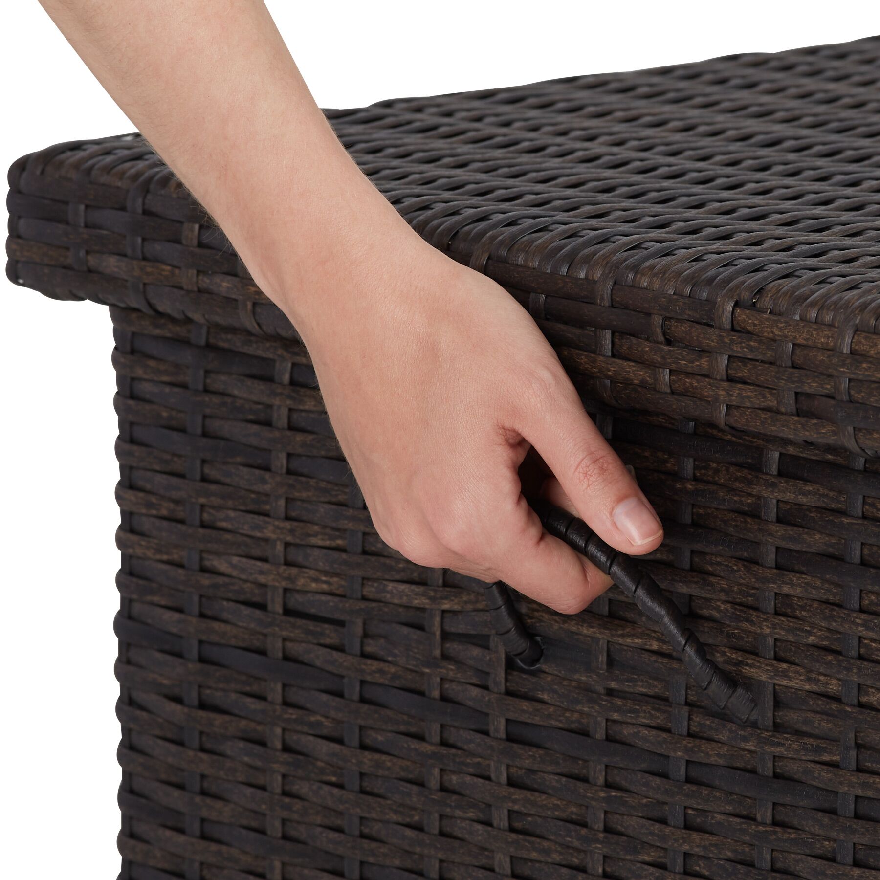 Tectake Coffre de jardin KIRUNA en rotin synthétique 120x55x61,5cm 270 L - marron - 4