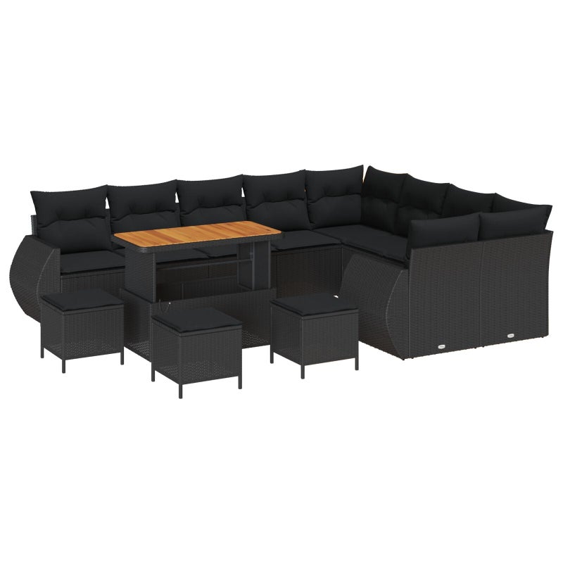 Zestaw Sof na Ogród 13 pcs Czarny polirattan vidaXL