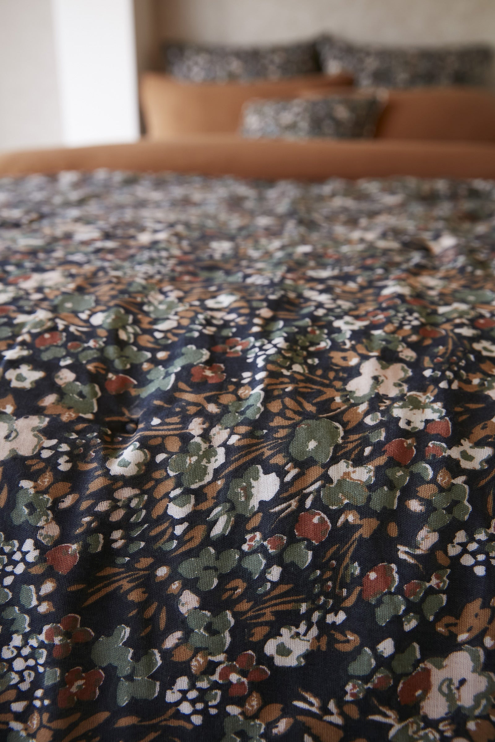 Housse de couette 260 x 240 cm double gaze de coton imprimée Capucine Bleu foncé - 5