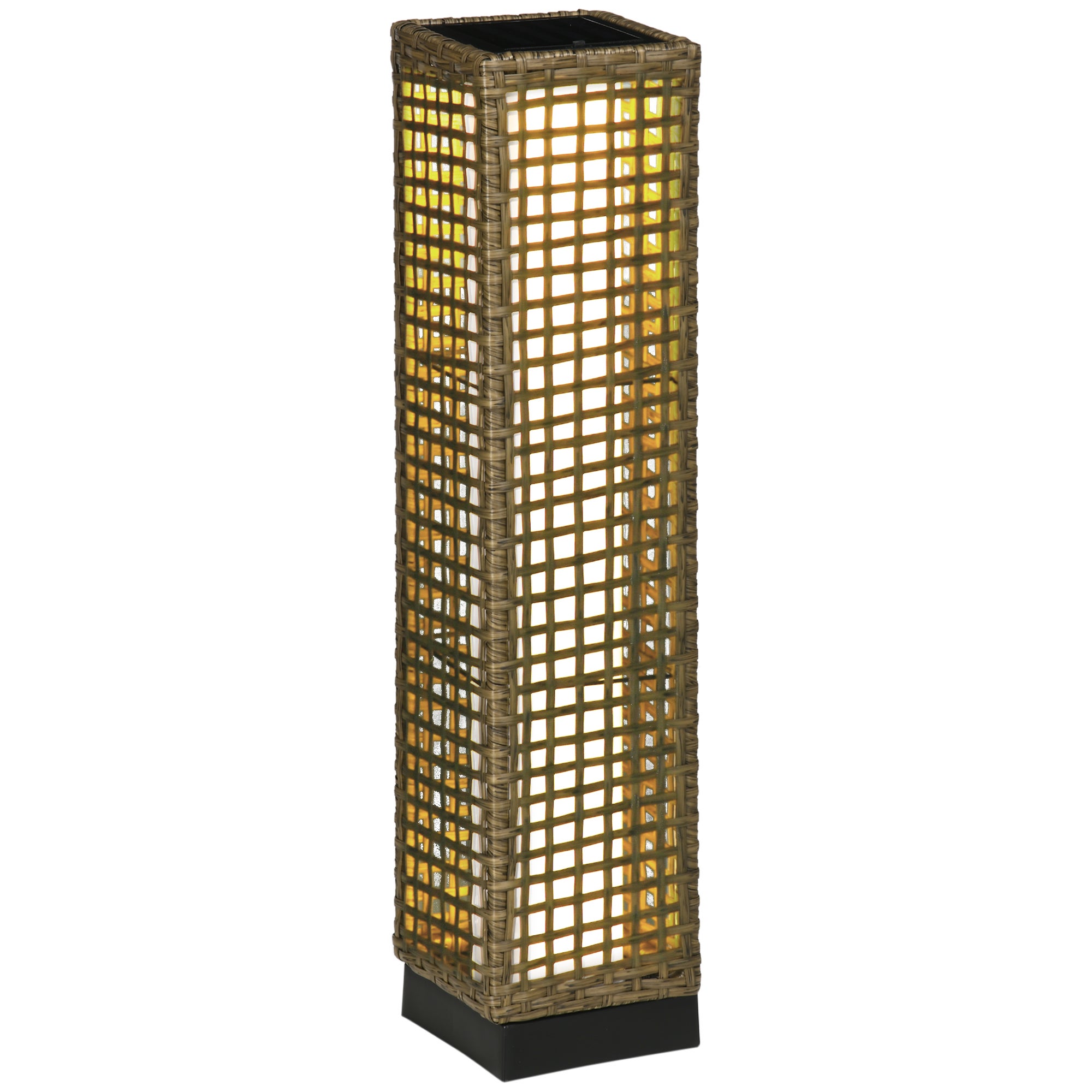 Candeeiro Solar de Vime Outsunny Cor de Areia Vime PE e Aço 15,5x15,5x69cm - 2