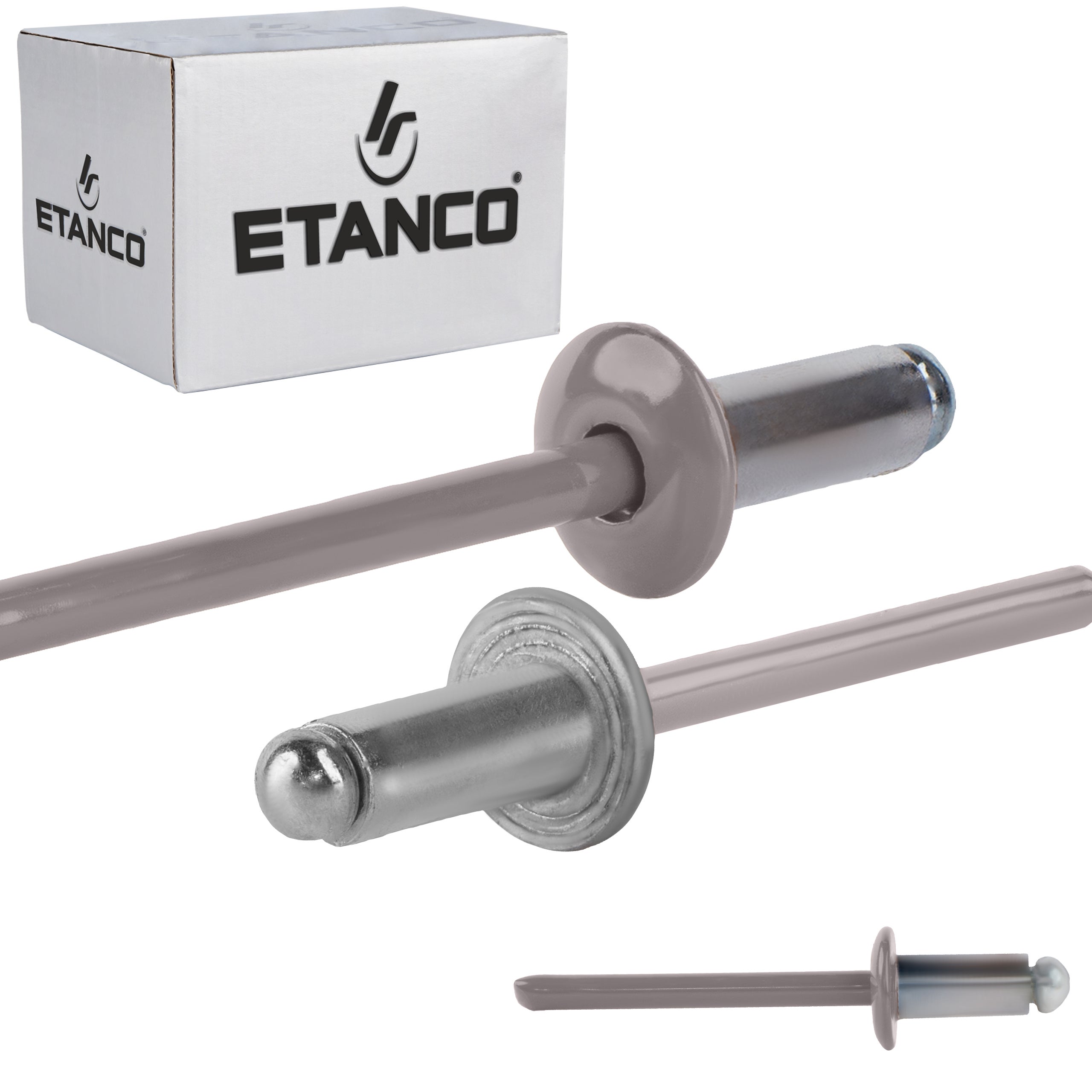 Nity aluminiowe zrywalne Etanco 4,8x10 mm RAL 9007 500szt