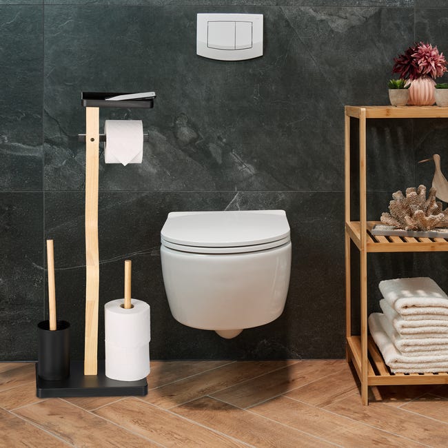 Relaxdays Piantana bagno con porta carta igienica scopino e Relaxdays Piantana bagno con porta carta igienica scopino e