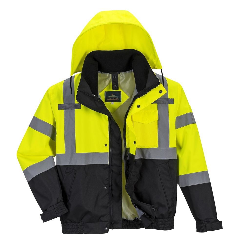 Blouson Haute Visibilité Portwest – Jaune, Taille 6XL, Déperlant, Certifié EN ISO 20471 Classe 3, Protection Froid Jusqu'à -40°C - 3