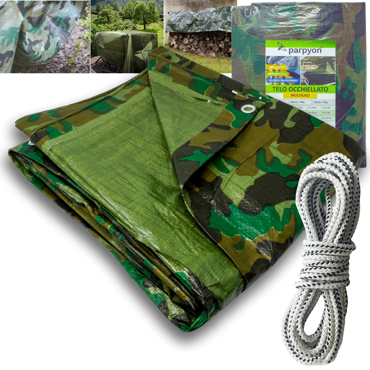 Telo Telone Occhiellato Mt.3x4 Gr 120 Multiuso Pioggia Sole Intemperie