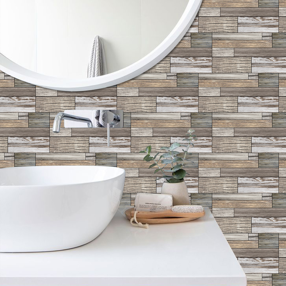 10pièces Autocollants De Carrelage Diy Pvc Simulés Étanches