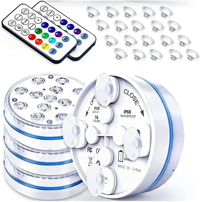 Myplus Lot De 4 Lampes LED RVB Sous Meuble - 16 Couleurs, 4 Modes, Télécommande Et Adaptateur 12V